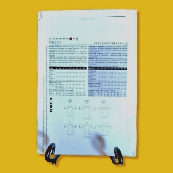 VOGUE PATTERN V8452 Sz 8 -16 Tunic Plus Size Tops Blouse Split Sleeve UNCUT - Picture 2 of 6